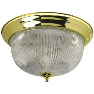 lot 24916 image: Monument 2487029 Halophane Dome 13-12 in. Ceiling in Fixture Polished Brass Uses Two 60-Watt Incandescent Medium Base Lamps