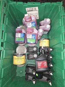 lot 24938 image: Maintenance Supply Lot - Arnold 2-Cycle Oil, Minwax Wax, Ace Pneumatic Oil