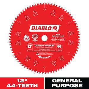 lot 24959 image: (2) Diablo 12 in. Dia. x 1 in. Carbide Tip Circular Saw Blade 44 teeth - Retail $78.29each