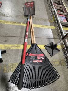 lot 14981 image: (3) Tur Tough Rakes and (1) Square Point Shove