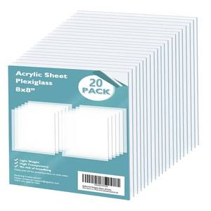 lot 4763 image: Egofine Plexiglass Sheets Acrylic Sheets 20 Pack of 8x8�� 0.04 Thick Clear Plastic Cast Transparent Plexi Glass for Crafting Projects, Replacement Picture Frame Glass, DIY Display, Easy to Cut