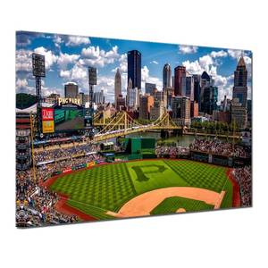 lot 4766 image: TAOMI PNC Park Skyline Landscape Kids Room Canvas Wall Art for Boy Bedroom Gym Baseball Field USA Sport Artwork Print Home Office Wall &nbspFrame 12x16inch House Dormitory