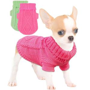 lot 7008 image: 2 Pieces Dog Sweater for Small Dogs Girl Chihuahua Clothes, Spring Winter Cute Knitwear Turtleneck Thick Warm Clothes for Yorkie Cat Extra Small Dog Clothes (X-Small)