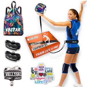 lot 2908 image: VbStar Volleyball Training Equipment Aid - Practice Your Serving, Setting & Spiking with Ease, Great Solo Serve & Spike Trainer for Beginners & Pro, Perfect Volleyball Gift (Flower Leaf Print)