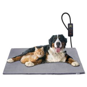 lot 2911 image: Toozey Large Pet Heating Pad, 6 Adjustable Temperature Dog Cat Heating Pad with Timer, Waterproof Heated Dog Bed with Chew Resistant Cord, Indoor Electric Pet Heated Mat 35x24in