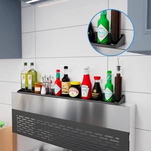 lot 2914 image: Notmise Magnetic Shelf for Top of Stove Metal Kitchen Spice Rack Seasoning Organizer,Length Adjustable, Suitable for 20 24 30 Flat Top Stove, Black