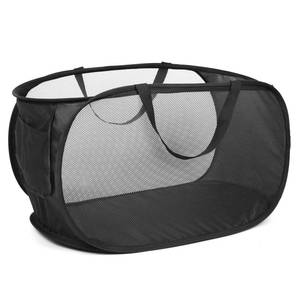 lot 2936 image: Durable Collapsible Laundry Baskets, Mesh Pop Up Laundry Hamper with Side Pocket, Foldable Clothes Storage Hamper with Reinforced Carry Handles for Laundry, Bathroom, Kids Room, Dorm or Travel Black