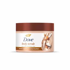 lot 2937 image: Dove Scrub Brown Sugar &amp Coconut Butter For Silky Smooth Skin Body Scrub Exfoliates &amp Restores Skins Natural Nutrients 10.5 oz