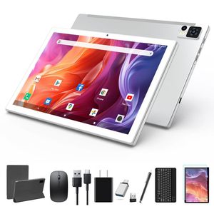 lot 2942 image: 2024 Latest 10.1 Inch Android 14 Tablets, Octa-Core Tablet, 64GB ROM8(44)GB RAM128GB Expand, 13MP5MP Dual Camera, 5G WiFi, Bluetooth, FHD IPS Display, 2 in 1 Tablet with Keyboard, Case, Stylus - Retail $155.36