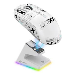 lot 2961 image: MAMBASNAKE Attack Shark X6 Wireless Gaming Mouse,RGB Magnetic Charging Dock,X3 Upgrade, 49g Ultralight 2.4GHzBT5.2USB-C Tri-Mode,PAW3395 Sensor 26KDPI,G502 Programmable Mice for WinMac-White&Tape