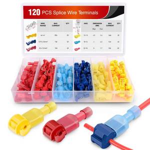 lot 2962 image: Nilight - 50004R 120 Pcs60 Pairs Quick Splice Wire Terminals T-Tap Self-stripping with Nylon Fully Insulated Male Quick Disconnects Kit