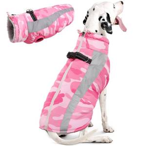 lot 2974 image: FUAMEY Warm Dog Jacket,Dog Winter Coat with Harness Dog Cold Weather Coats Warm Pet Vest Dog Winter Clothes Waterproof Windproof Dog Snow Jacket with Back Zipper for Small Medium Large Dogs Pink L