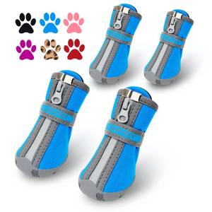 lot 2989 image: QUMY Dog Shoes for Small Dogs, Puppy Dog Boots & Paw Protectors for Winter Snow Day, Summer Hot Pavement, Waterproof in Rain Weather, Ourdoor Hiking, Indoor Hardfloor Skid-Resistant Sole Blue Size 3