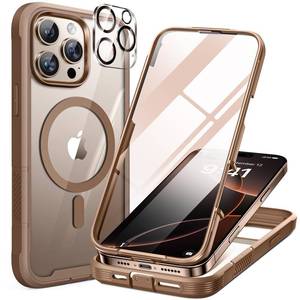 lot 4713 image: Miracase Magnetic for iPhone 16 Pro Case Full-Body Phone with Built-in Glass Screen Protector, Compatible with MagSafe Military Drop Proof 16 Pro Cover Bumper 6.3 inch, Gold Brown