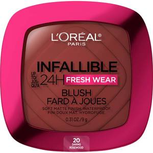 lot 4714 image: LOreal Paris Infallible Up to 24H Fresh Wear Soft Matte Blush, Blendable, Long-Lasting and Waterproof Cheek Make Up, Daring Rosewood 20, 0.31 Oz