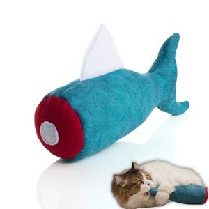 lot 4718 image: pawdaz Big Fish Cat Kicker Toy - Refillable Catnip Matatabi Silvervine Filled and Help Relief Anxiety - Kitten Catnip Essentials Treats Supplies Large Interactive Chew for Indoor Cat (Blue)
