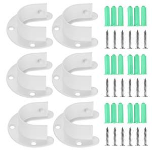 lot 4721 image: OwnMy 6 Packs Closet Rod End Supports Curtain Flange Rod Holder 1-14 Diameter, U Shaped Stainless Steel Closet Pole Sockets Opening Flange Rod Bracket for Closet Shelf Wardrobe Shower Curtain, White