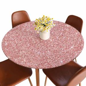 lot 4746 image: Guxxuil Rose Gold Glitter Round Tablecloth Pink Shiny Christmas Holidays Seasonal Valentines Day Fitted Table Cover Washable Tablecloths for Kitchen Dining Party 40-44 inch