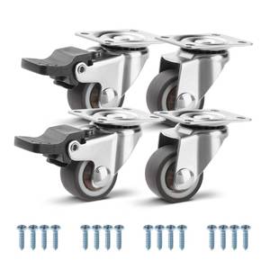 lot 7170 image: WISD 1 inch Caster Wheels - Small Swivel Casters with 2 Locking Brake - up to 88 LBs - Set of 4 Silent Furniture Plate Castor for Indoor and Outdoor Use
