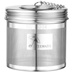 lot 7171 image: TEEMADE Extra Large Tea Infuser -304 Stainless Steel with Threaded Lid & Chain Hook-Perfect for Loose Leaf Tea,Cooking,Herbs,Iced Tea & Soup - Extra Fine Mesh Tea Strainers