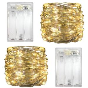 lot 7174 image: Yalilong 2 Pack with Timer Function Battery Operated Dewdrop Led Lights,Mini Fairy Lights for Home Parties ChristmasHalloween Holiday Decoration,6 Hours on18 Hours Off,30 LEDs,10 Feet (Warm White)