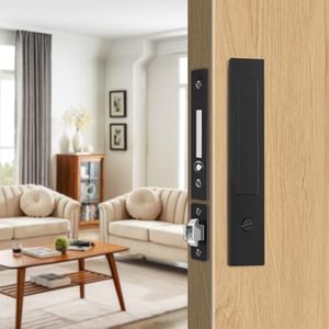 lot 7183 image: Pocket Door Locks, Edge pulls, Hidden Handles, Pocket Door Locks with Keys, Pocket Door Hardware, Sliding Door Locks, Sliding Door Hardware, for Doors 1 38 to 2 28 Thick (Black, Invisible Type)