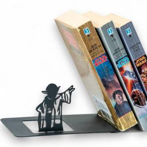 lot 7184 image: Renovatio Black Metal Bookend Cute, Unique, Geeky Decor for Home, Office &amp Kids Room Heavy Duty, Non-Slip Minimalist Bookends for Shelves Master