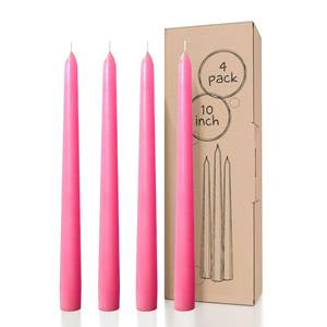 lot 7033 image: CANDWAX 10 inch Taper Candles Set of 4 - Dripless Taper Candles and Unscented Candlesticks - Perfect as Dinner Candles and Household Candles - Pink Candles
