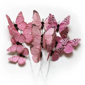 lot 7034 image: 12 Pack Butterfly Decorations, DIY 3D Butterfly Stakes Decor, 2 Sizes of Butterfly Ornament for Home Fake Flower Floral Supplies Tea Party Wedding Easter Christmas Spring Fall. (Light rose red 1)