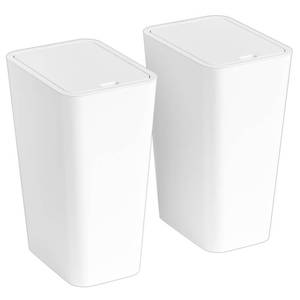 lot 7036 image: Yieach 2 Pack Slim Bedroom Trash Can with Lid,2.6 Gallon  10 Liter Toilet and Bathroom Garbage Can,Plastic PetDog Proof Trash Can With Covered,Medium Wastebasket for RoomIndoorKitchenOffice,White