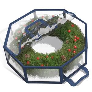 lot 7043 image: Hearth & Harbor Wreath Storage Container - Clear Christmas Wreath Storage Bag, Dual Zipper and Handles - 24 Premium Wreath Storage Organizer Box