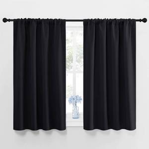 lot 7046 image: NICETOWN Black Out Short Curtain Panels for Kitchen - Energy Smart Decoration Thermal Insulating Blackout DrapesDraperies for Bathroom Small Window (2 Panels,42 in x 45 in (W x L))