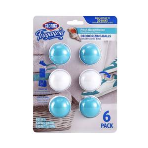 lot 7047 image: Clorox Fraganzia Deodorizing Balls in Lavender with Eucalyptus, 6 Count - No-Plug, Battery-Free Air Freshener for Shoes, Gym Bags, Lockers, Hampers, and Drawers, 6 Air Freshener Units