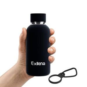 lot 7050 image: Exllena Small Water Bottle 12oz with Clip, Double Wall Stainless Steel Vacuum Small Insulated Water Bottle Keeps Drinks Cold 24 HrsHot 12 Hrs for Kids Handbag School BPA Free (Black)