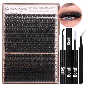 lot 7063 image: Geeneiya Volume Lash Clusters Kit DIY Lash Extension Kit D Curl Eyelash Extensions with Waterproof Lash Bond and Seal Waterproof Tweezers,10-14mm Eye Corner Eyelashes and 16-18MM Cluster Lashes 300Pcs