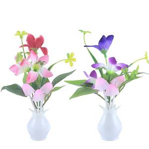 lot 7066 image: Warmstor 2 Pack Mushroom Night Light, Lily Flowers Plug-in Mushrooms Colors Changing Nightlight Nursery Bed Lamps Colorful Wall Lamp LED Little Night Lights for Baby Kids Children