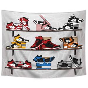 lot 7081 image: SVBright Retro Basketball Shoes Fabric Wall Hanging Tapestry 59WX78H Inch Cool Colorful Sports Sneaker Aesthetic Chic Funny Footwear for Teens Boys Party Home Decor Art for Living Room Bedroom Dorm