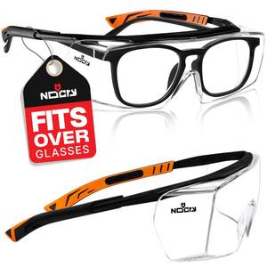 lot 7087 image: NoCry Safety Glasses Over Eyeglasses for Men and Women with Anti Scratch Lenses and Integrated Side Shields Adjustable Temples with Anti-Slip Tips 100% UV Protective Eyewear ANSI Z87 Certified
