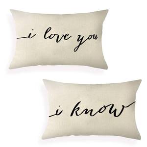 lot 7089 image: Ogiselestyle Lumbar Pillow Covers 12 x 20 Inch Set of 2 Farmhouse I Love You and I Know Quote Decorative Throw Pillow Covers with Quotes for Farmhouse D�cor Housewarming Gifts for New Home