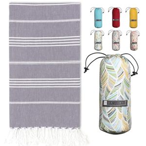 lot 7091 image: BAY LAUREL Turkish Beach Towel with Travel Bag 39 x 71 Quick Dry Sand Free Lightweight Large Oversized Towels Light