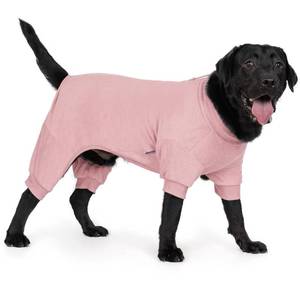 lot 7096 image: Cyeollo Fleece Dog PJs - Onesie Stretchy Warm Winter Dog Coat Clothes - Pink XXL