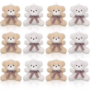lot 7114 image: Zomiboo 12 Pcs Easter Bunny Bear Koala 4 Inch Mini Animal Plush Toys Soft Cute Dolls Sleeping and Playing Stuffed Toys Gifts for DIY Baby Shower Party(Bear,Apricot and White)