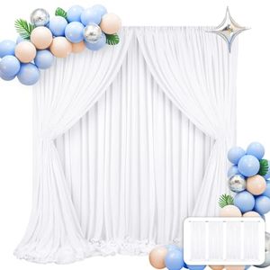 lot 7117 image: 4 Panels White Backdrop Curtains for Parties, 5ft x 10ft Polyester White Backdrop Background Panels with Rod Pockets,Photography Backdrop Drapes for Party Ceremony Wedding Window Decorations(4Pcs)