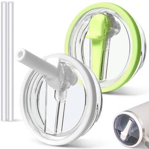 lot 7126 image: 2 PCS 30 oz Spill Proof Tumbler Flip Straw Lid for Stanley Cup, Leak Proof Tumbler Lid Replacement Fit for Stanley Quencher, Reusable Tumbler Cover 30oz Stanley Cup Accessories (whitelight green)