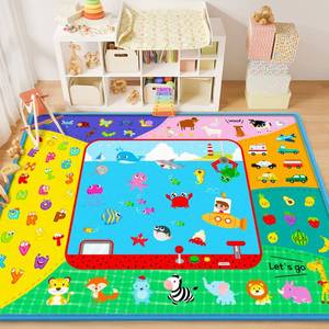 lot 7129 image: Baby Crawling Mat,Baby Play Mat for Floor,Large Cotton Educational Tummy Time Mat, Foldable Non-Slip Super Soft Padded Baby Playmat for Playing Area Rug Gym Activity for Infants Toddlers Boys Girls