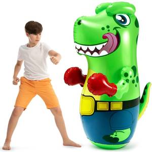 lot 7130 image: JOYIN Inflatable T-Rex Dinosaur Bopper 47 Inches, Bop Bag Inflatable Punching Toy, Kids Punching Bag with Bounce-Back Action