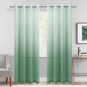 lot 7138 image: DWCN Ombre Sheer Curtains - Faux Linen Gradient Semi Voile Grommet Top Drapes Bedroom and Living Room Curtains, Set of 2 Window Curtain Panels, 52 x 84 Inch Length, Sage Green