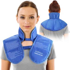 lot 7140 image: LotFancy Ice Pack for Neck Shoulder, FSA HSA Eligible, Reusable Cold Neck Wrap for Pain Relief, Flexible Gel Pack with Adjustable Straps, Cold Compress Therapy for Injuries, Swelling, Strains, Sprains