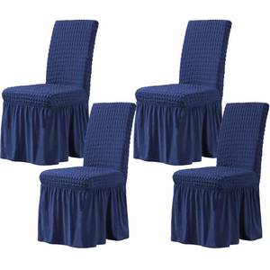 lot 7141 image: CHUN YI Dining Chair Covers Set of 4, Universal Stretch Dining Room Chair Covers with Skirt, Removable Parsons Chair Slipcover for Kitchen Wedding Party Banquet (Navy)