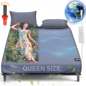 lot 7142 image: Grounding Sheets King, 95% Organic Cotton 5% Pure Silver Fiber, Grounded Sheets with Grounding Cord, Bed Grounding Kit for Healthy Sleep Therapy DeepGrey - Retail $88.69